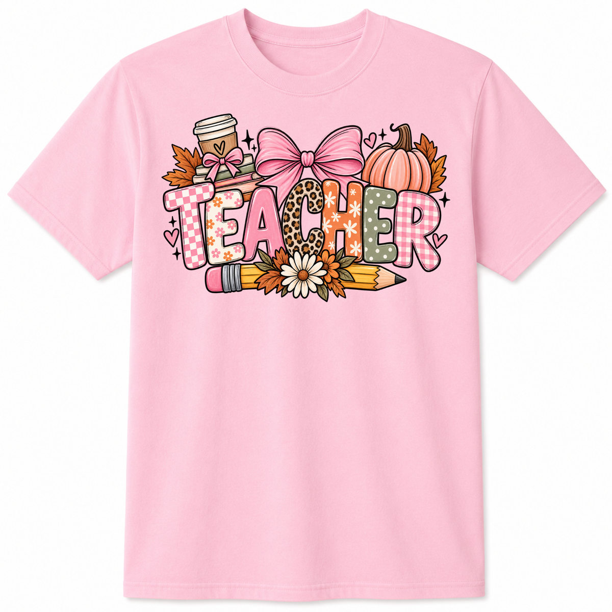 Pink teacher graphic t-shirt
